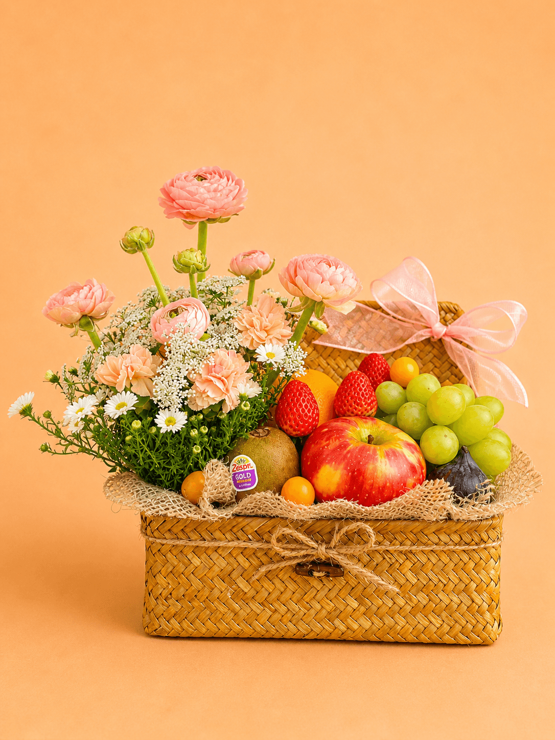 Apricot Ranunculus Basket