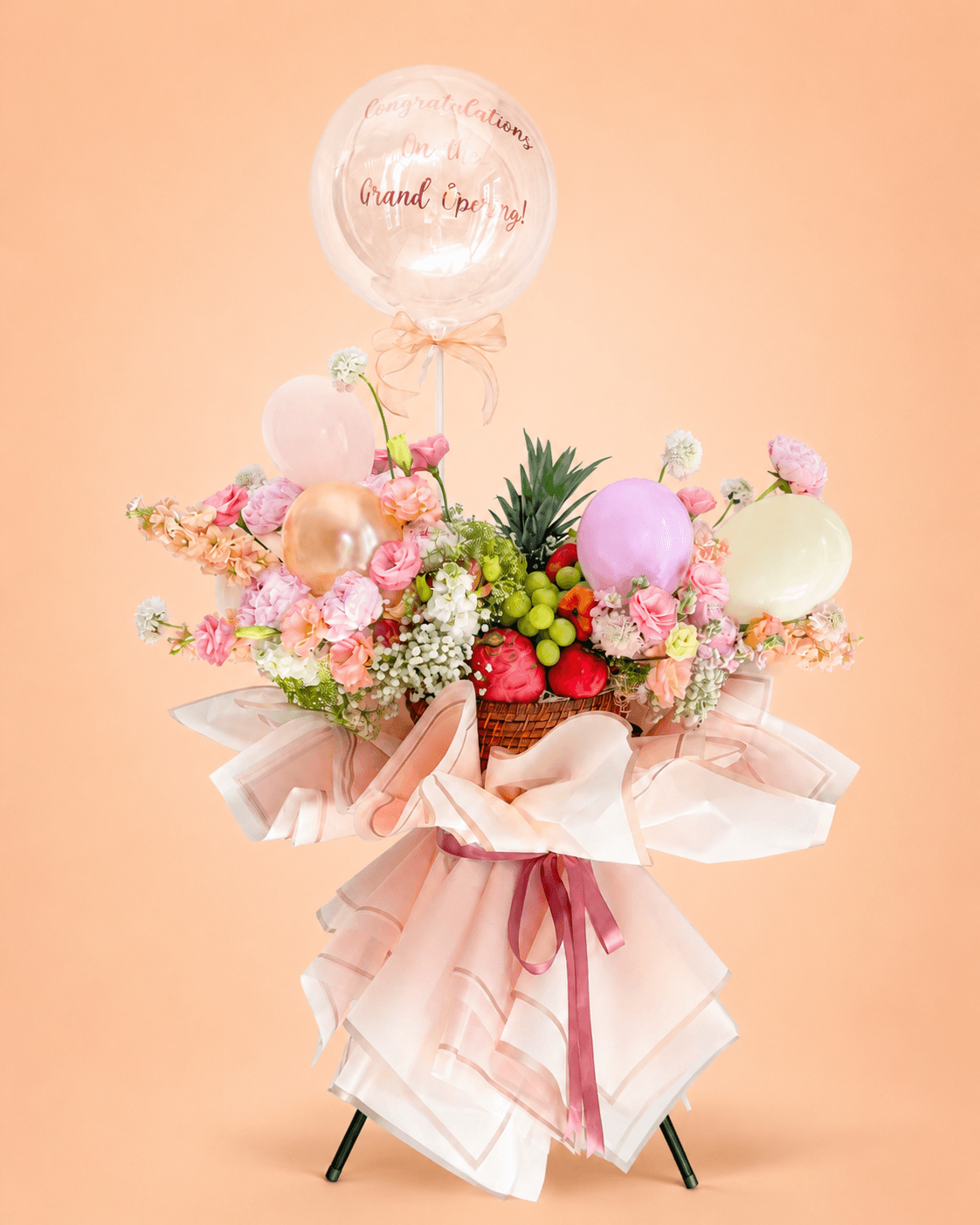 Coral Grand Opening Fruit & Floral Stand