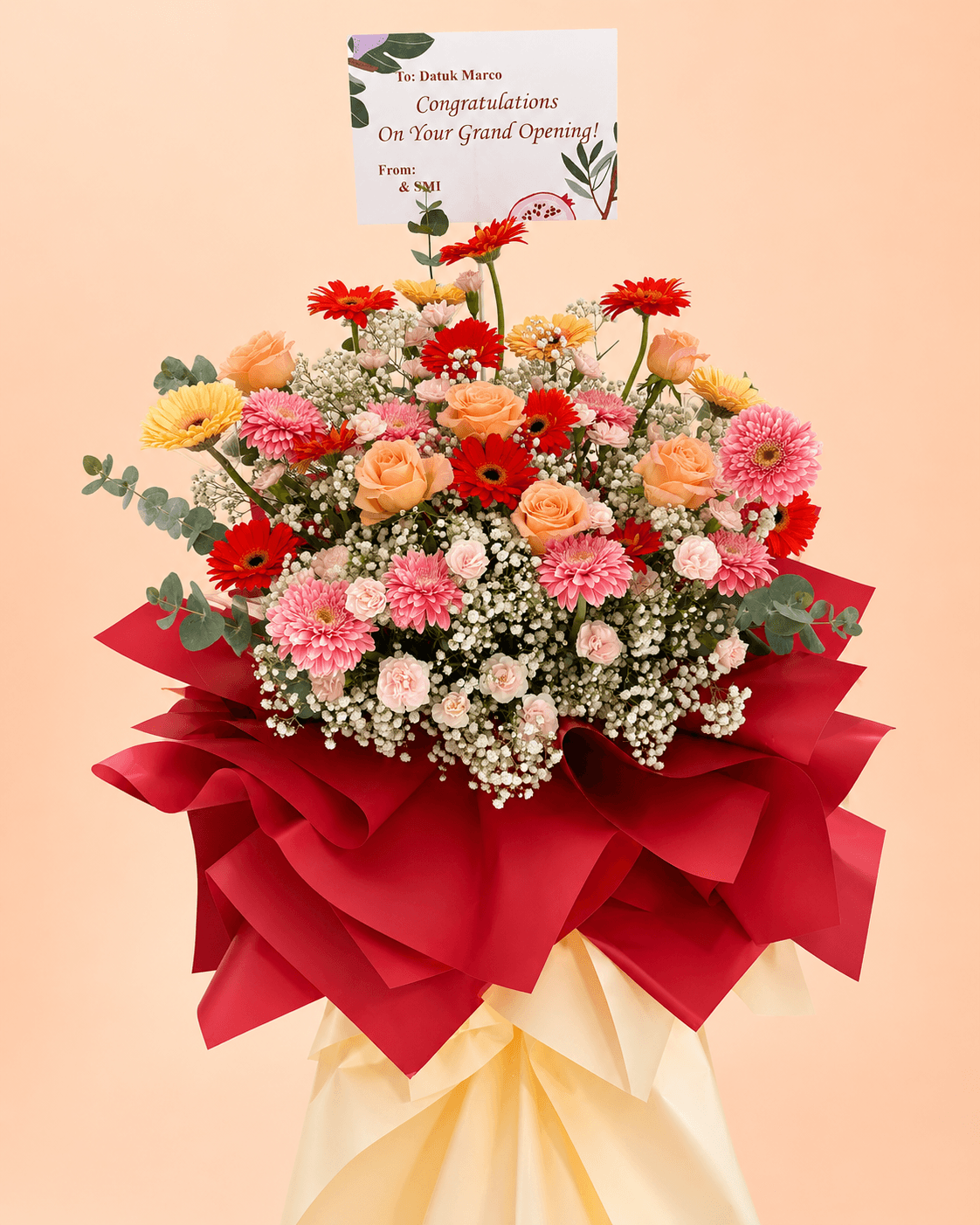Peach Gerbera & Rose Grand Opening Flower Stand